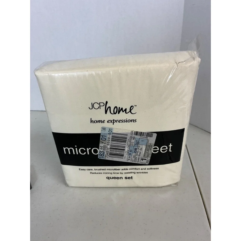 JCPenney Home Expressions Queen Microfiber Sheet‎ Set Vanilla Cream 4pc New
